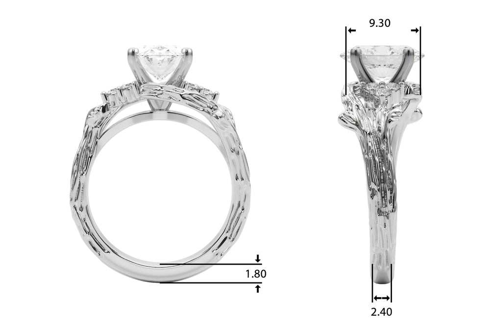 Cherished Center Round Diamond Engagement Ring — 9K/18K Gold & Platinum