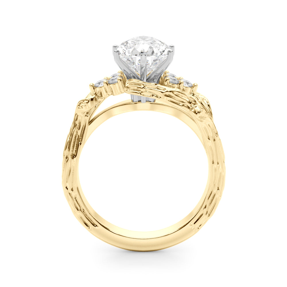 Cherished Center Round Diamond Engagement Ring — 9K/18K Gold & Platinum