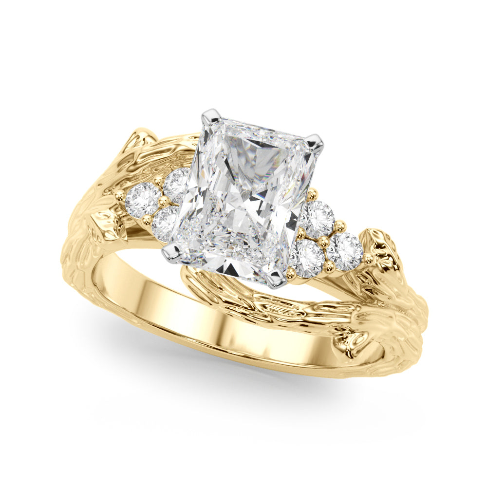 Cherished Center Round Diamond Engagement Ring — 9K/18K Gold & Platinum