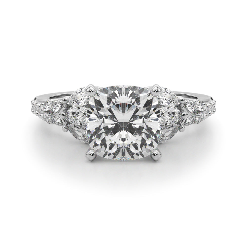 Noble Sidestone Round Diamond Engagement Ring — 9K/18K Gold & Platinum