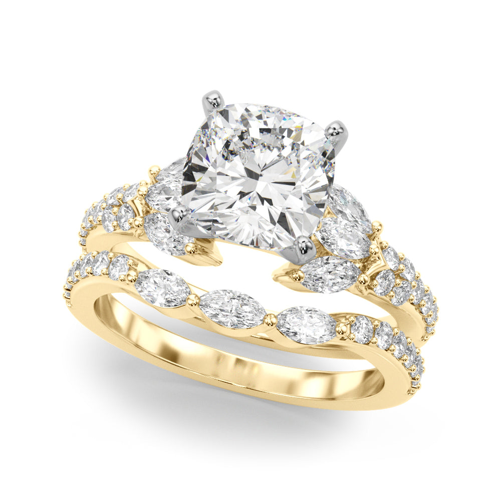 Noble Sidestone Round Diamond Engagement Ring — 9K/18K Gold & Platinum