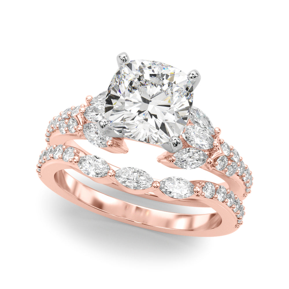 Noble Sidestone Round Diamond Engagement Ring — 9K/18K Gold & Platinum