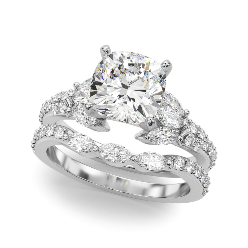 Noble Sidestone Round Diamond Engagement Ring — 9K/18K Gold & Platinum