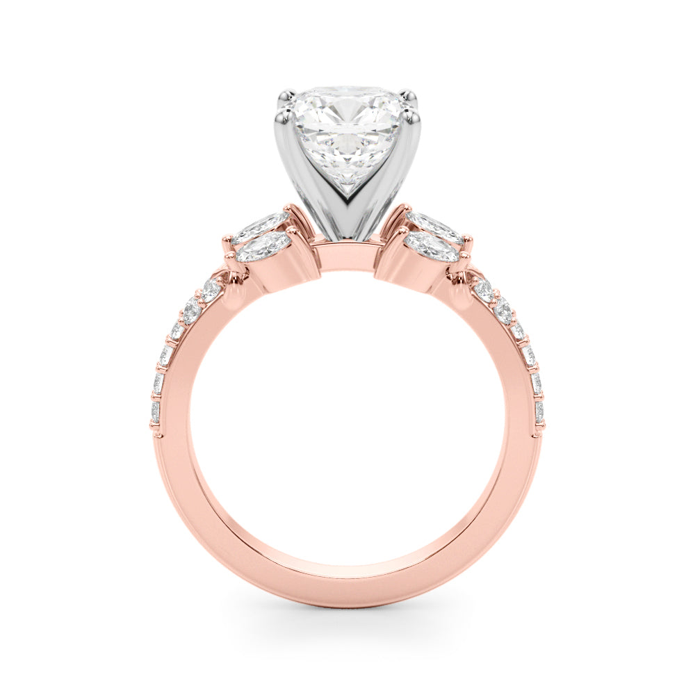 Noble Sidestone Round Diamond Engagement Ring — 9K/18K Gold & Platinum