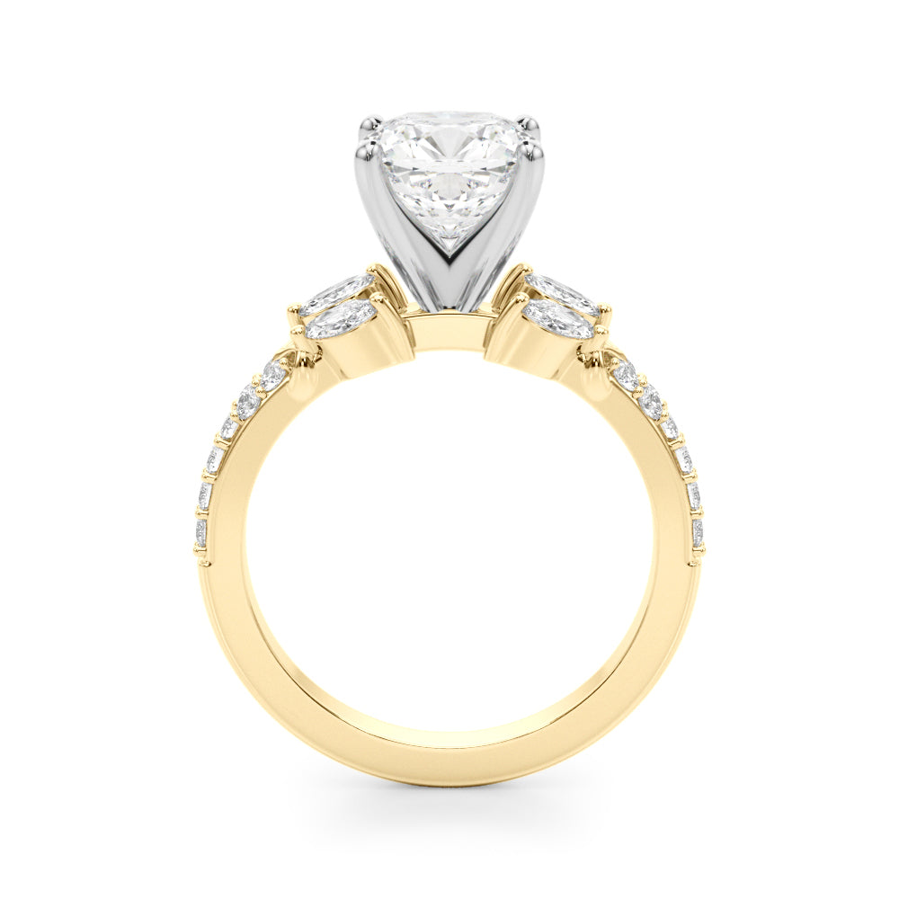 Noble Sidestone Round Diamond Engagement Ring — 9K/18K Gold & Platinum