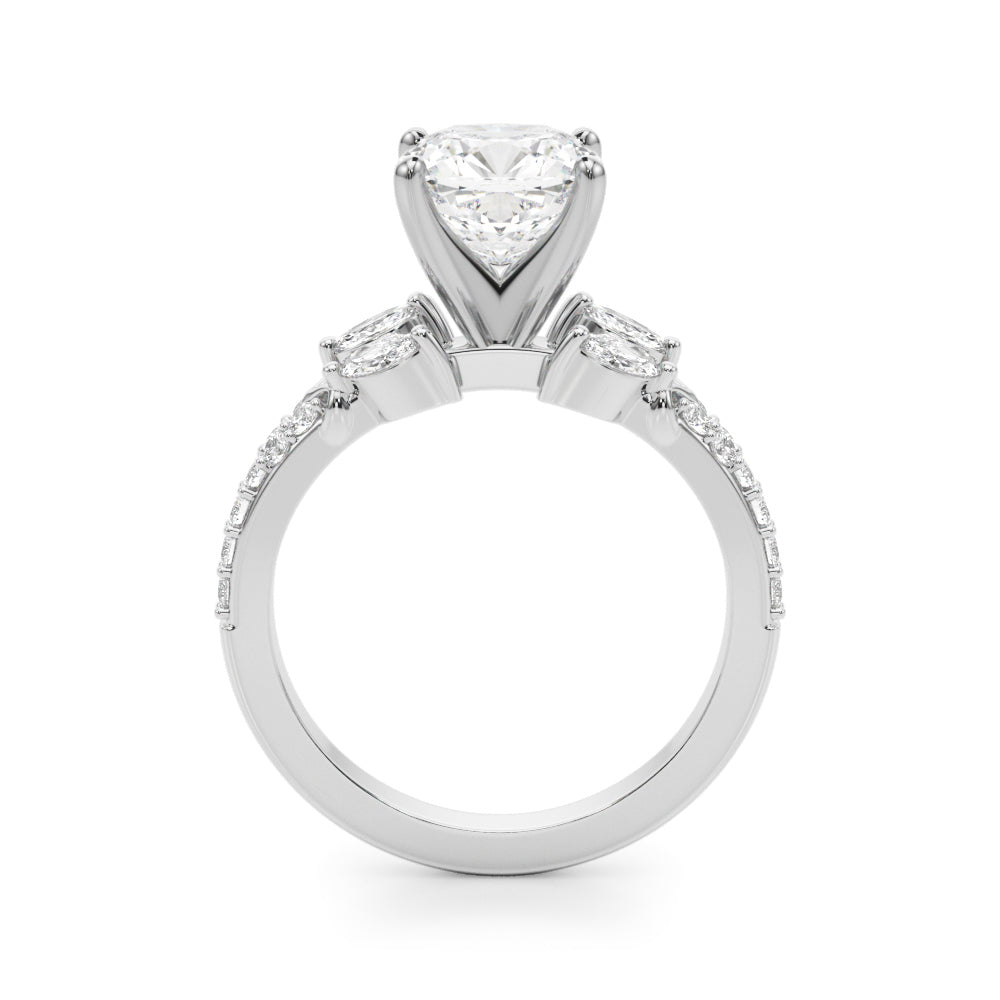 Noble Sidestone Round Diamond Engagement Ring — 9K/18K Gold & Platinum