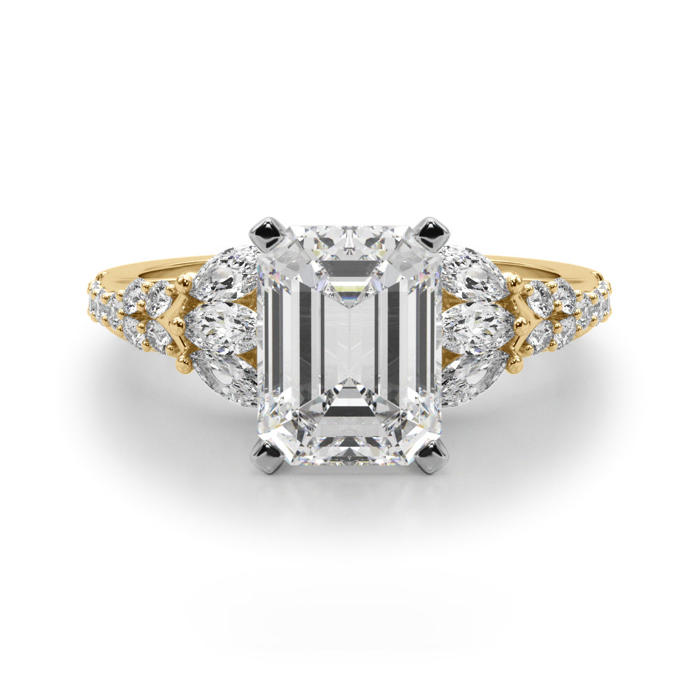 Noble Sidestone Round Diamond Engagement Ring — 9K/18K Gold & Platinum