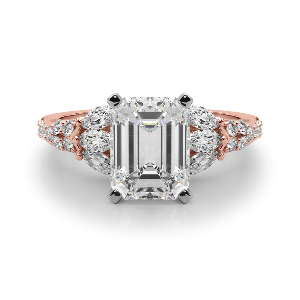 Noble Sidestone Round Diamond Engagement Ring — 9K/18K Gold & Platinum