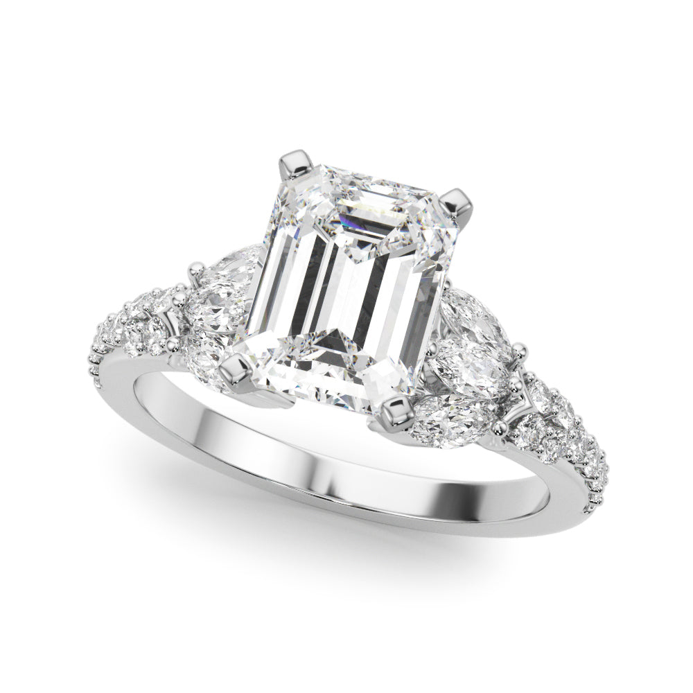Noble Sidestone Round Diamond Engagement Ring — 9K/18K Gold & Platinum