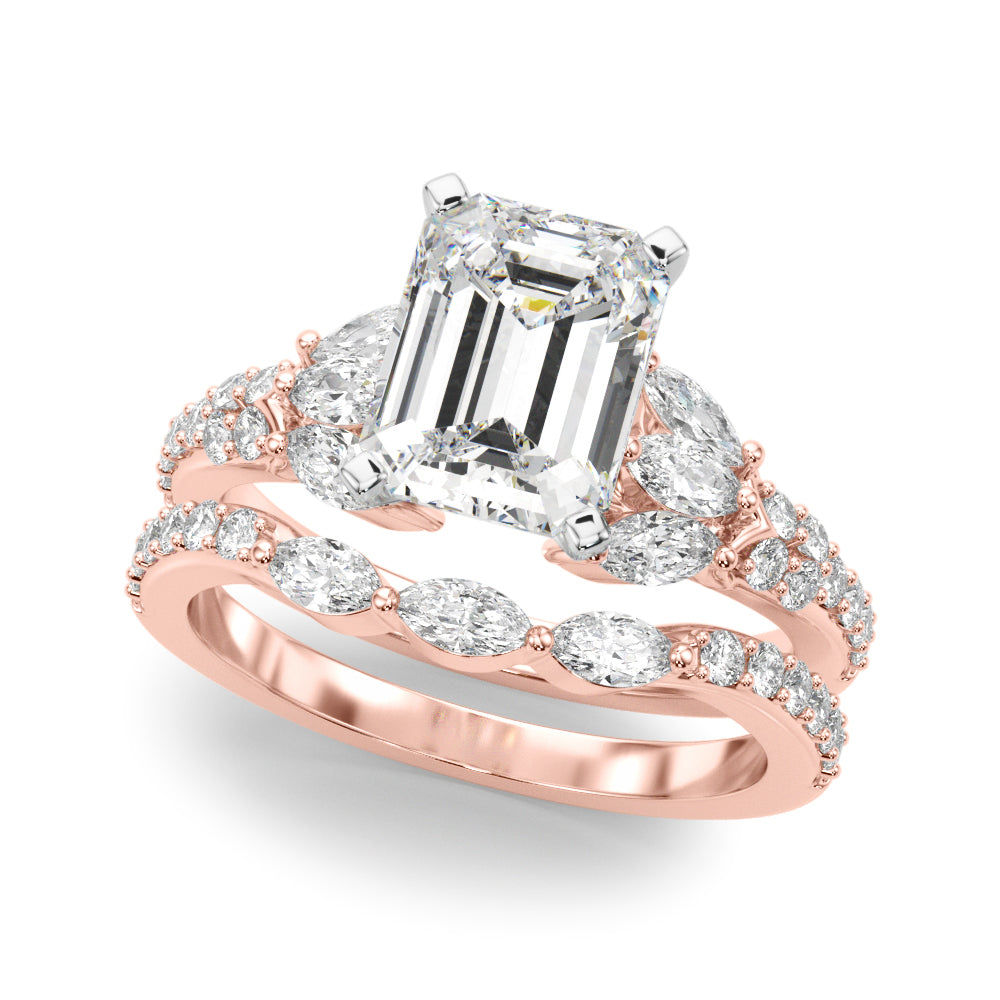 Noble Sidestone Round Diamond Engagement Ring — 9K/18K Gold & Platinum