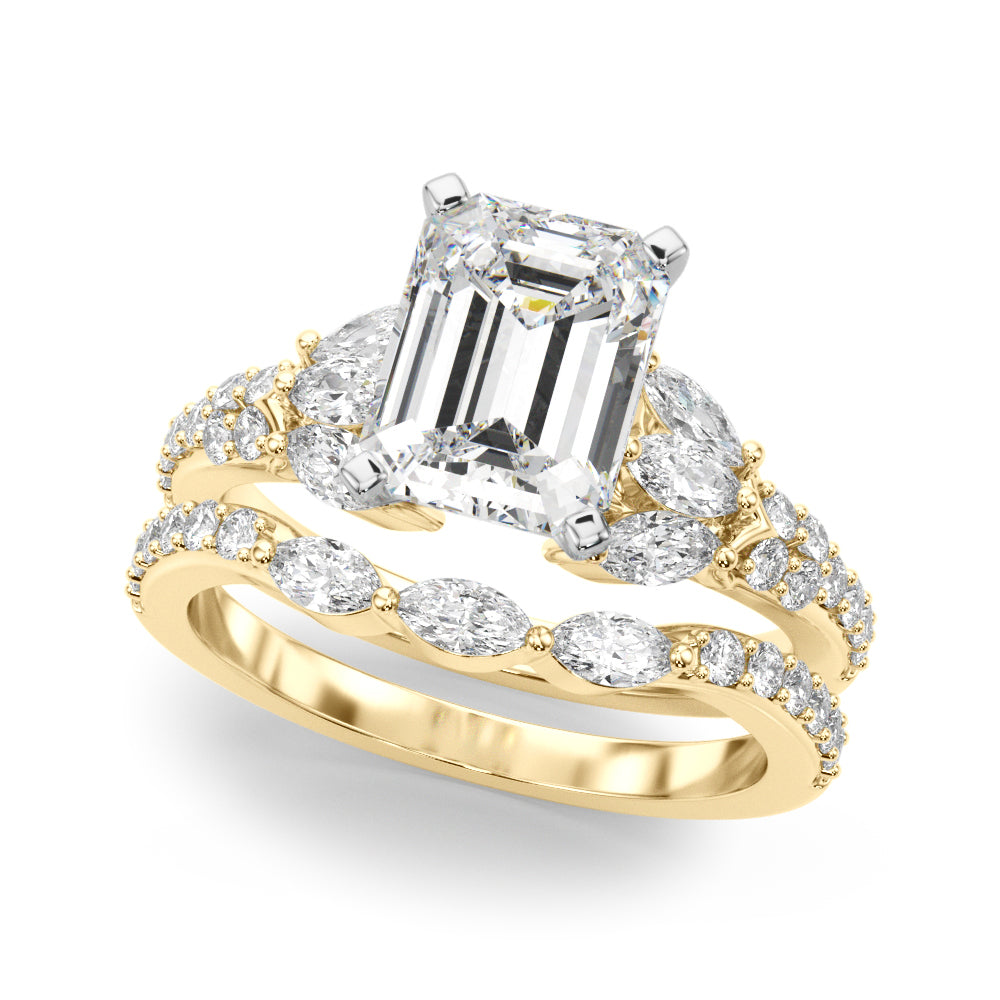 Noble Sidestone Round Diamond Engagement Ring — 9K/18K Gold & Platinum