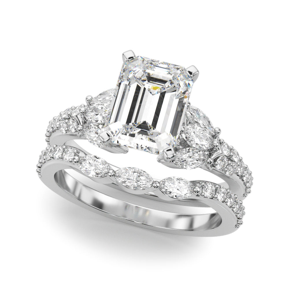 Noble Sidestone Round Diamond Engagement Ring — 9K/18K Gold & Platinum