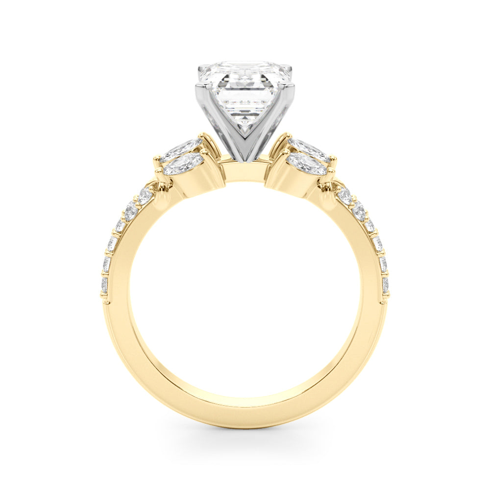 Noble Sidestone Round Diamond Engagement Ring — 9K/18K Gold & Platinum