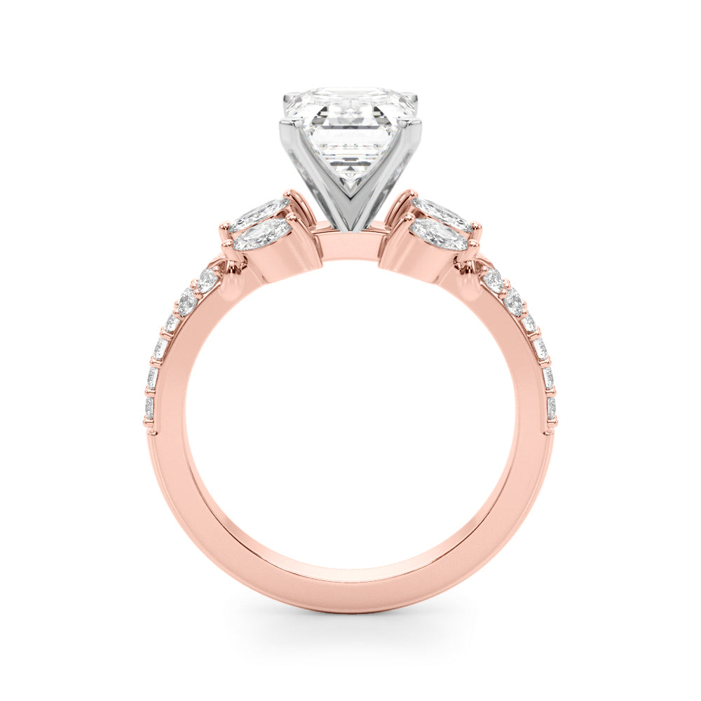 Noble Sidestone Round Diamond Engagement Ring — 9K/18K Gold & Platinum