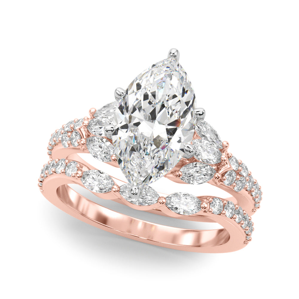 Noble Sidestone Round Diamond Engagement Ring — 9K/18K Gold & Platinum