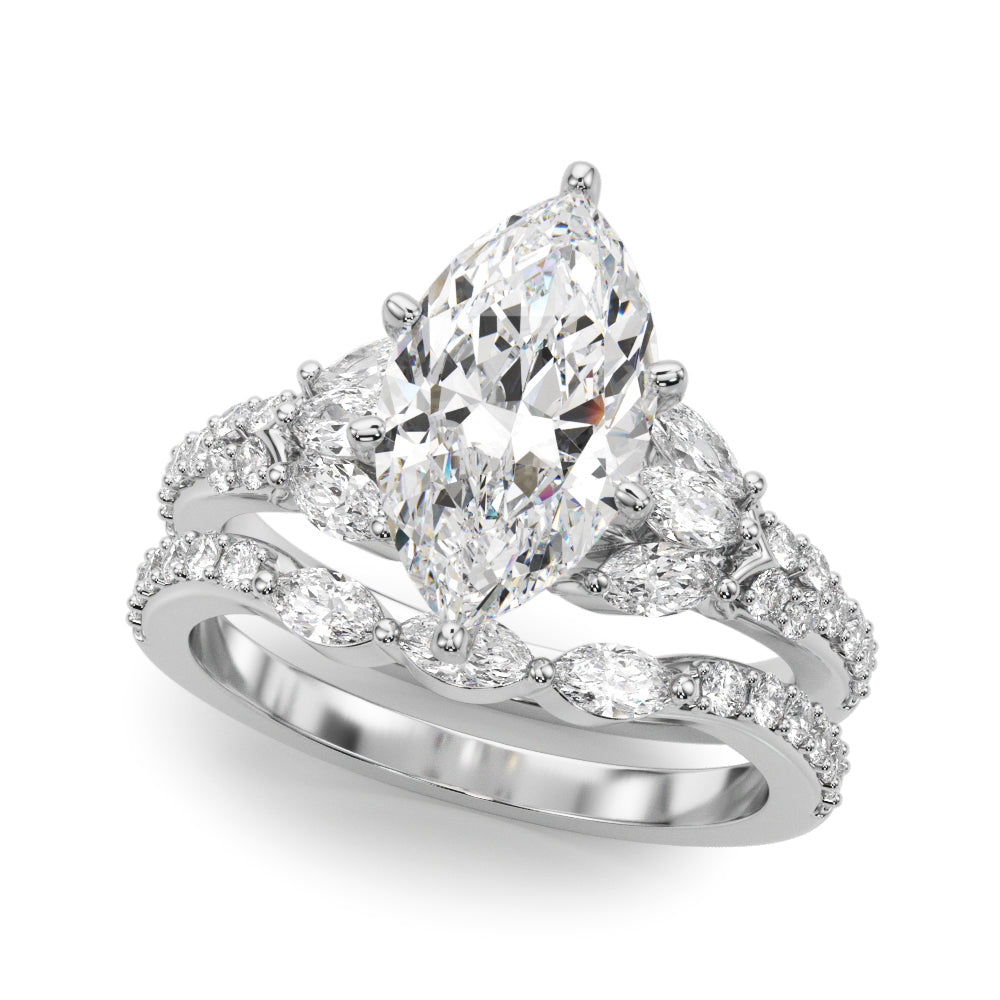 Noble Sidestone Round Diamond Engagement Ring — 9K/18K Gold & Platinum