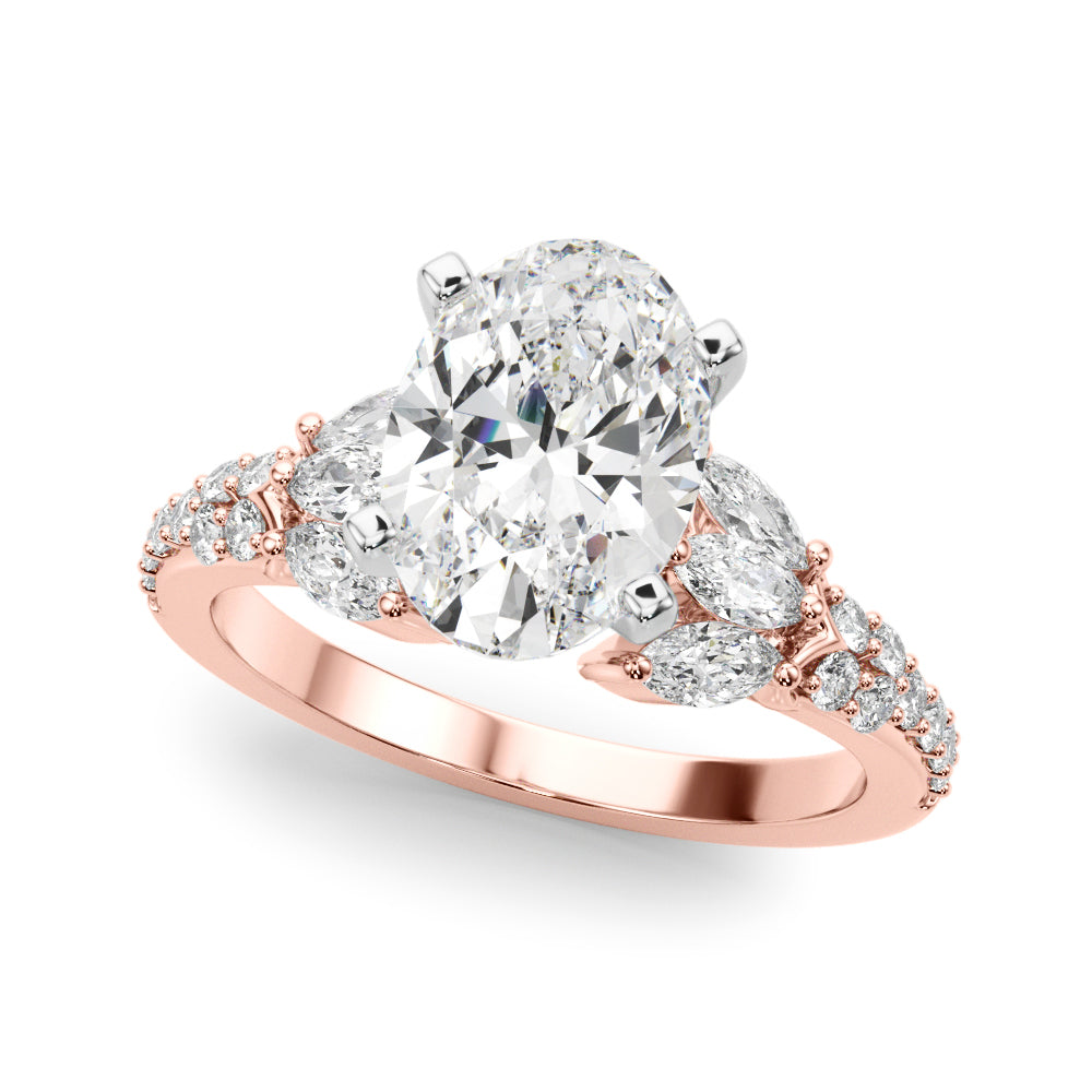 Noble Sidestone Round Diamond Engagement Ring — 9K/18K Gold & Platinum
