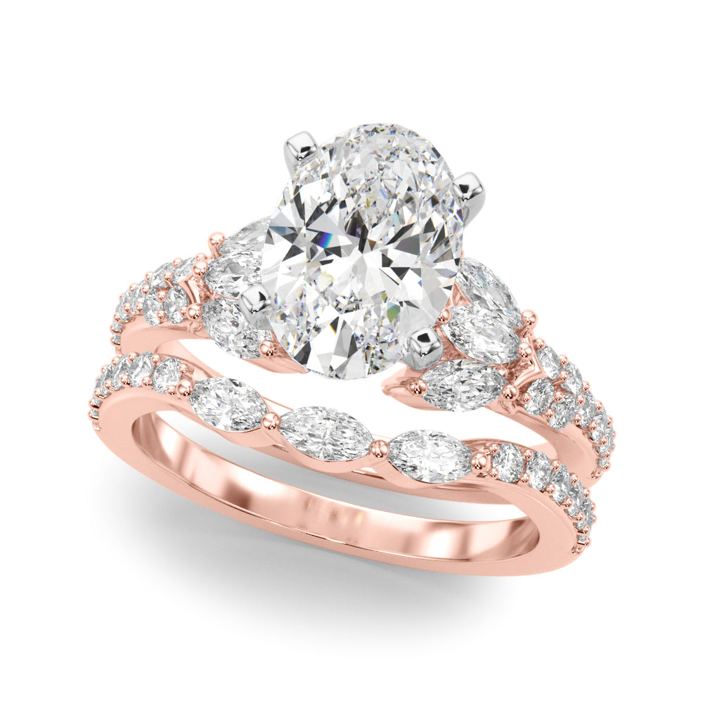 Noble Sidestone Round Diamond Engagement Ring — 9K/18K Gold & Platinum