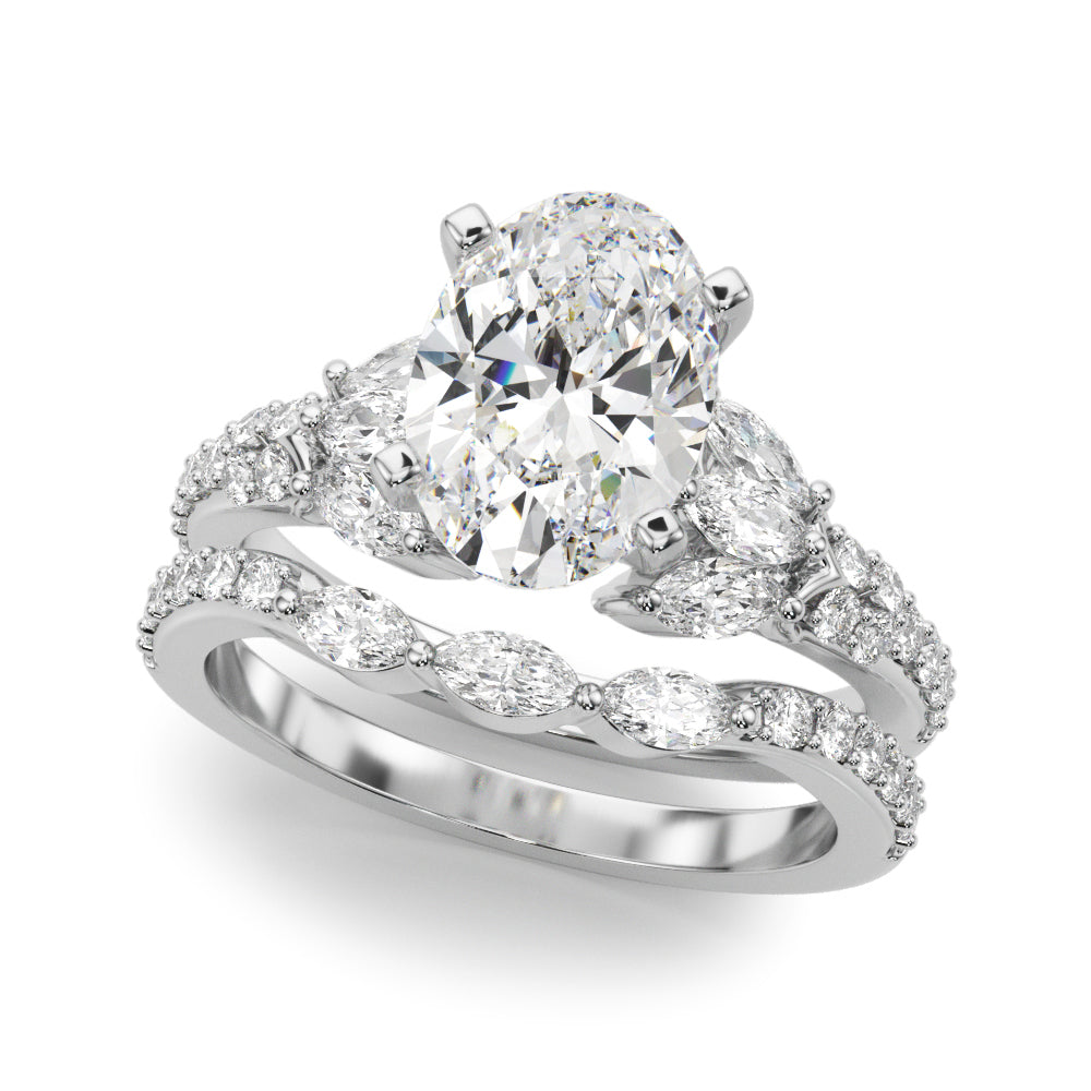 Noble Sidestone Round Diamond Engagement Ring — 9K/18K Gold & Platinum