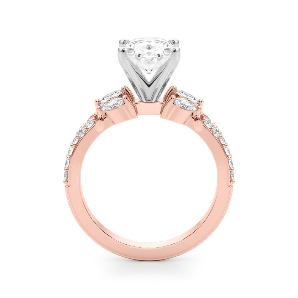 Noble Sidestone Round Diamond Engagement Ring — 9K/18K Gold & Platinum