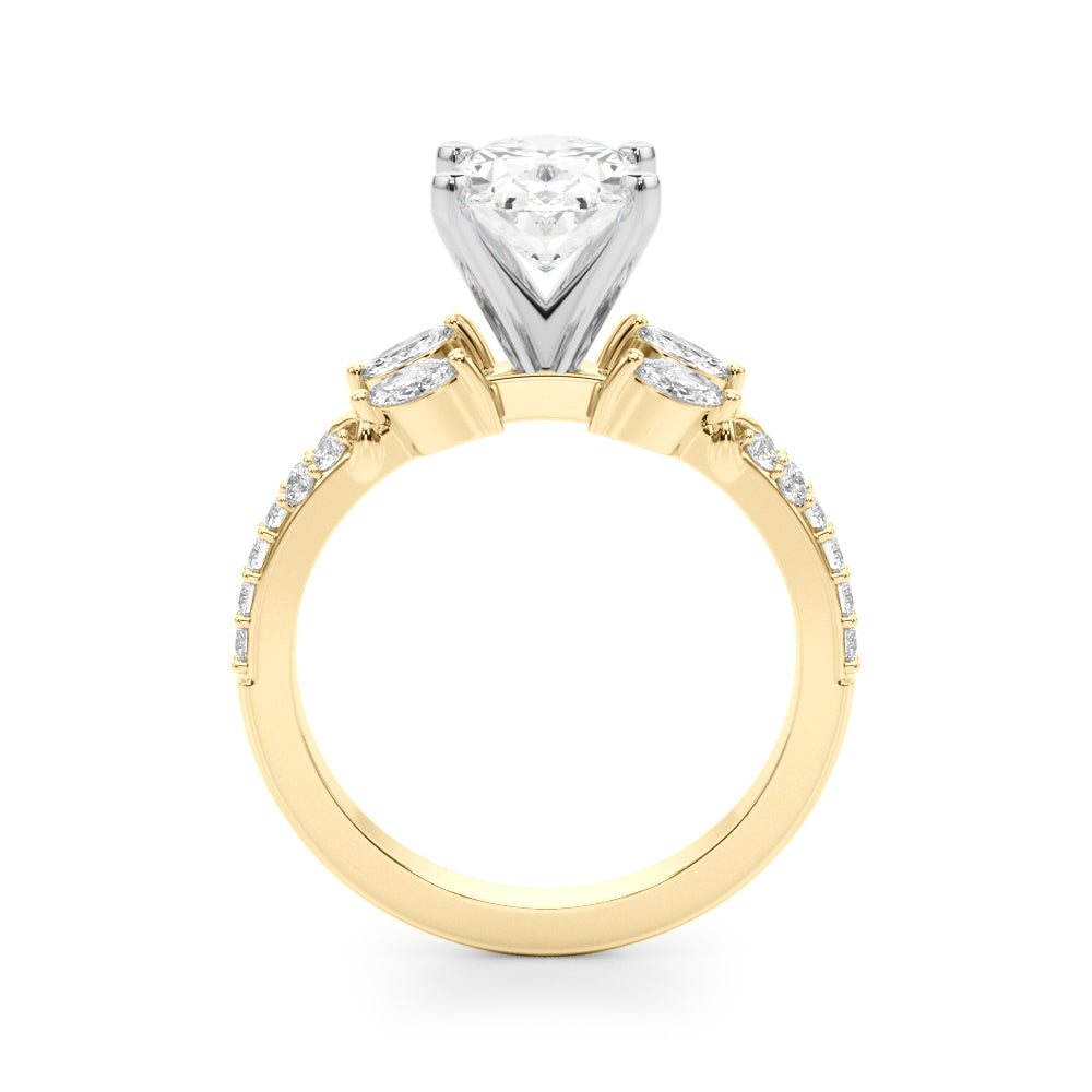 Noble Sidestone Round Diamond Engagement Ring — 9K/18K Gold & Platinum