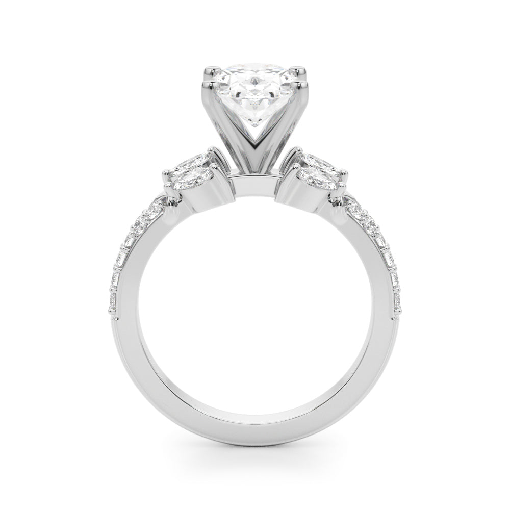Noble Sidestone Round Diamond Engagement Ring — 9K/18K Gold & Platinum