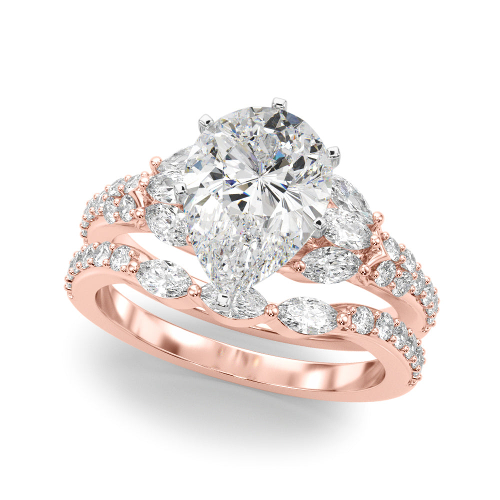 Noble Sidestone Round Diamond Engagement Ring — 9K/18K Gold & Platinum