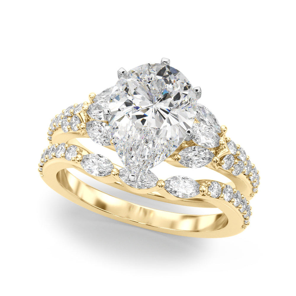 Noble Sidestone Round Diamond Engagement Ring — 9K/18K Gold & Platinum
