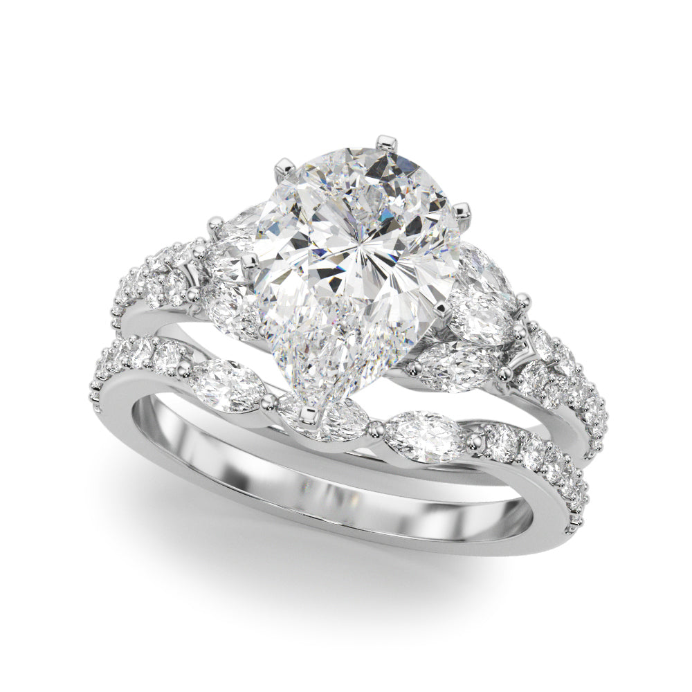 Noble Sidestone Round Diamond Engagement Ring — 9K/18K Gold & Platinum