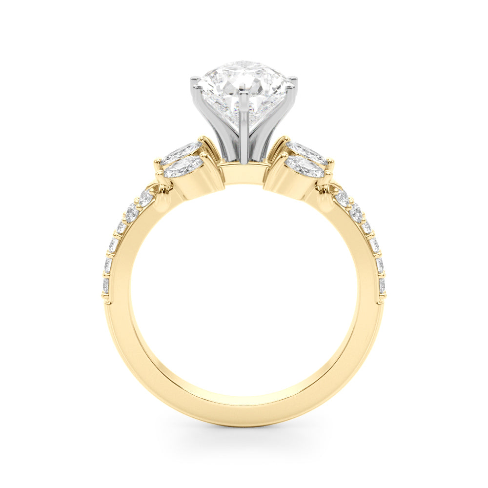 Noble Sidestone Round Diamond Engagement Ring — 9K/18K Gold & Platinum