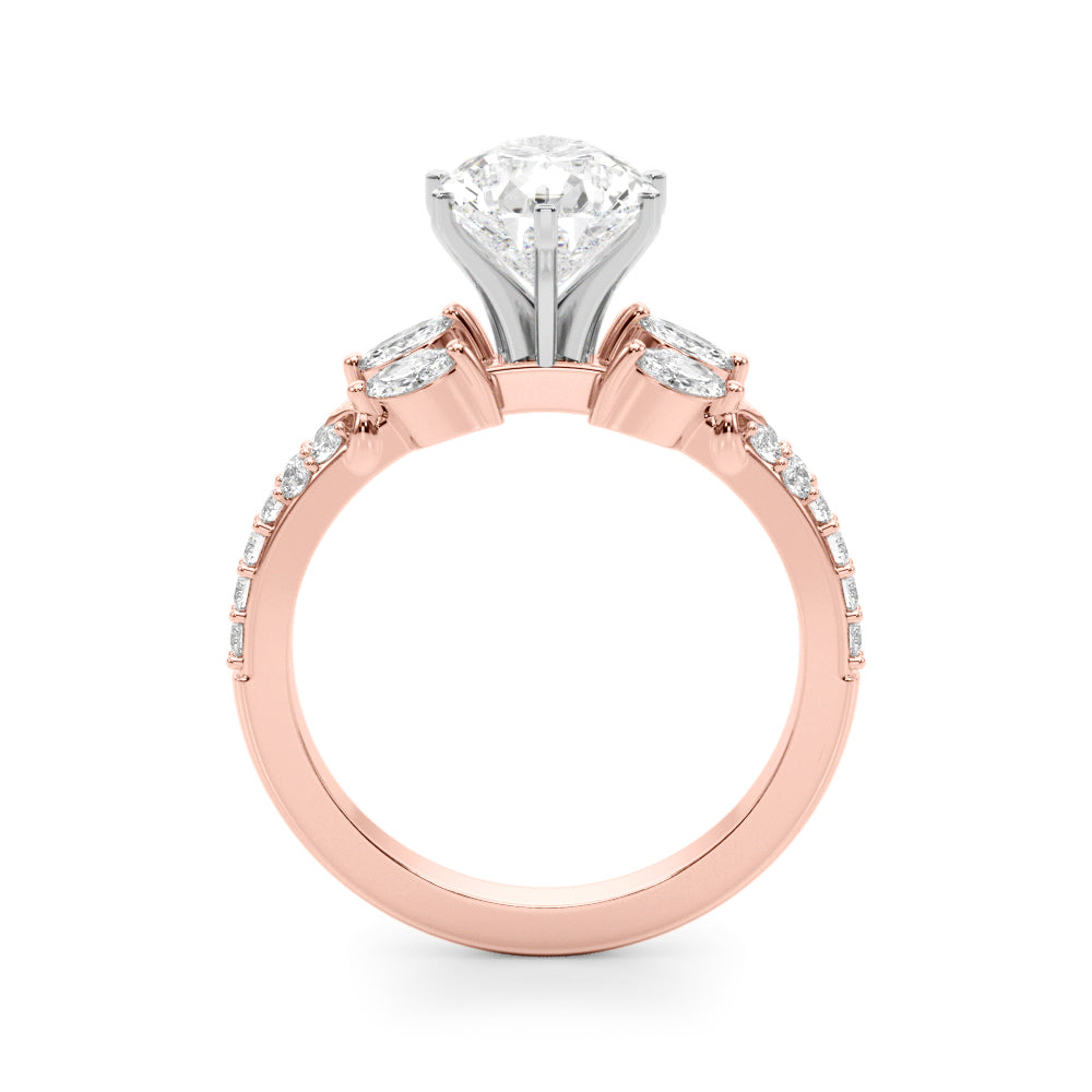 Noble Sidestone Round Diamond Engagement Ring — 9K/18K Gold & Platinum
