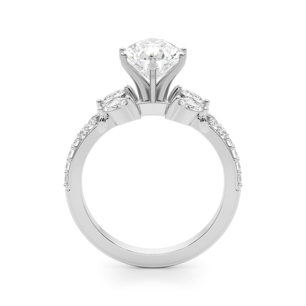 Noble Sidestone Round Diamond Engagement Ring — 9K/18K Gold & Platinum