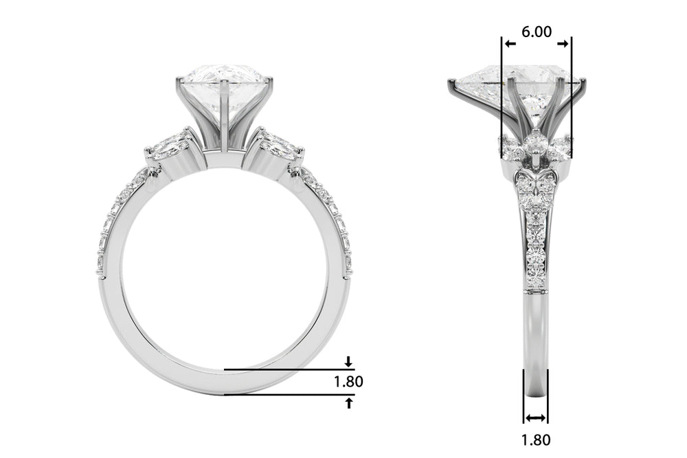 Noble Sidestone Round Diamond Engagement Ring — 9K/18K Gold & Platinum