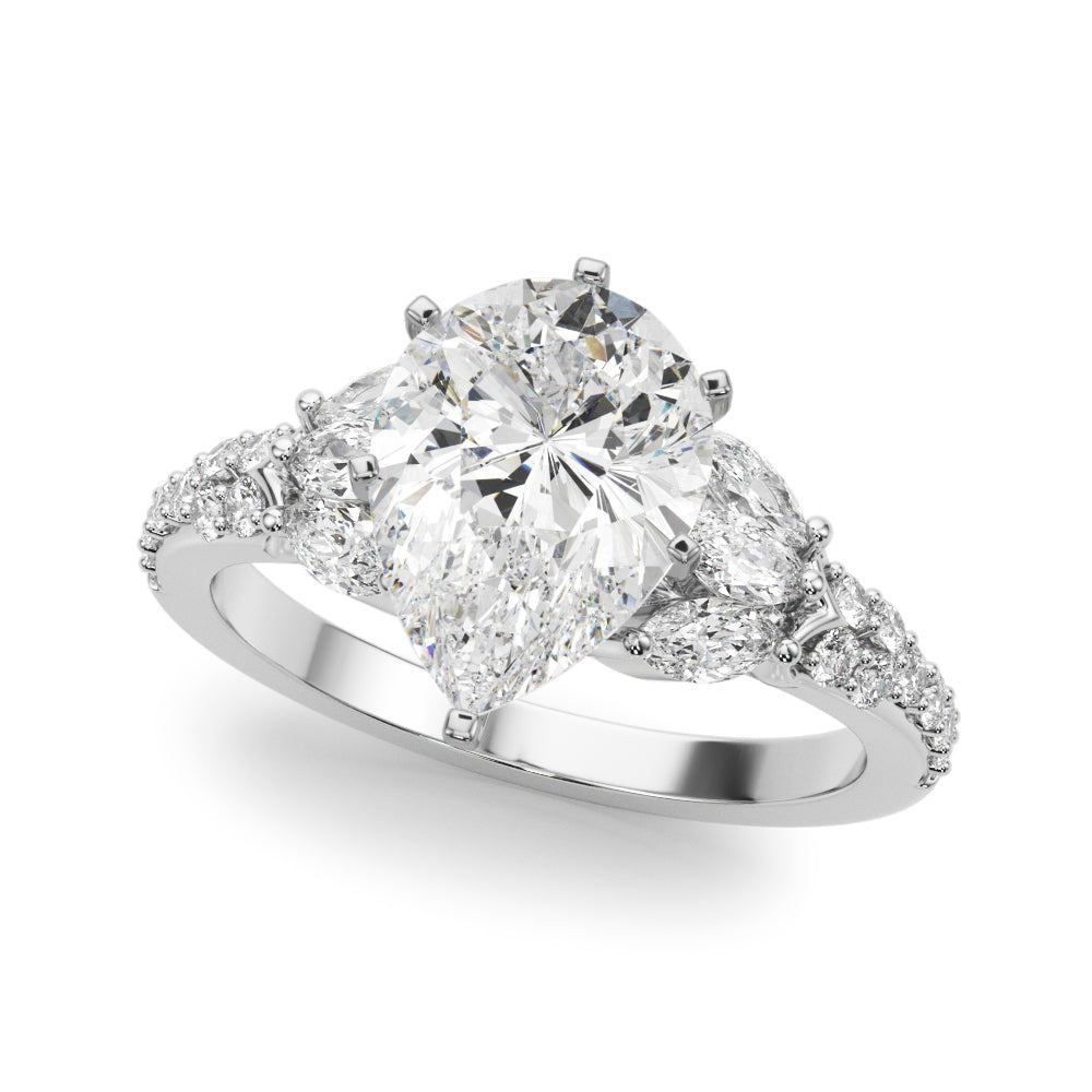 Noble Sidestone Round Diamond Engagement Ring — 9K/18K Gold & Platinum