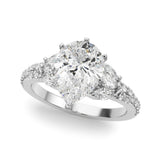 Noble Sidestone Round Diamond Engagement Ring — 9K/18K Gold & Platinum