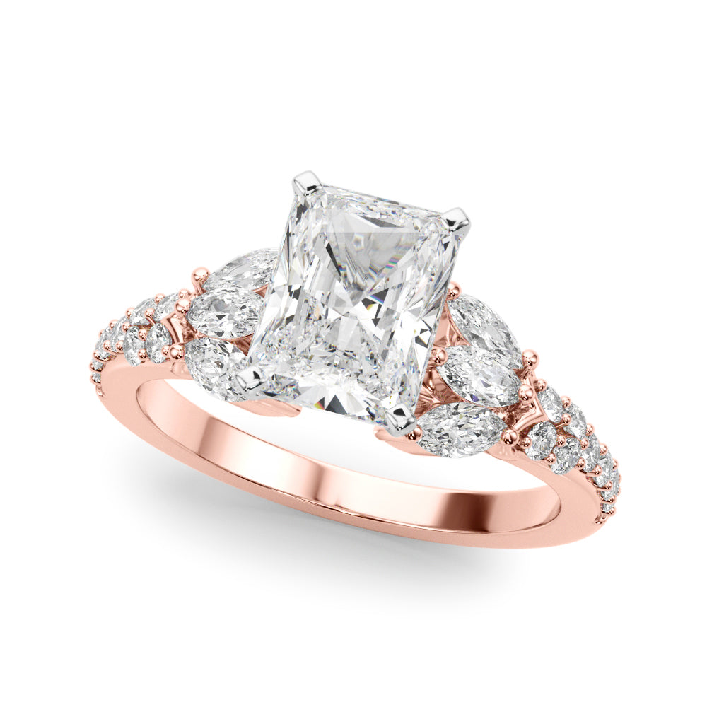 Noble Sidestone Round Diamond Engagement Ring — 9K/18K Gold & Platinum