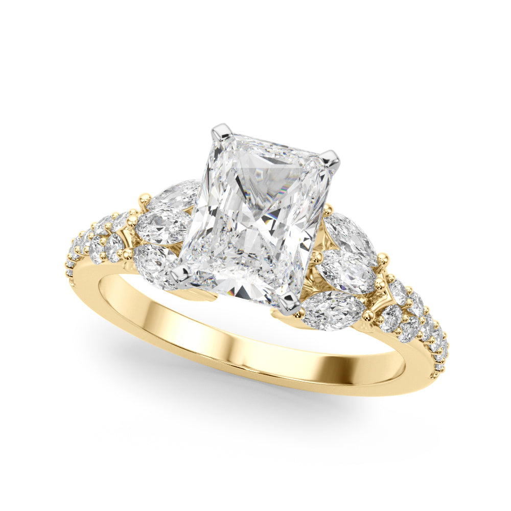 Noble Sidestone Round Diamond Engagement Ring — 9K/18K Gold & Platinum