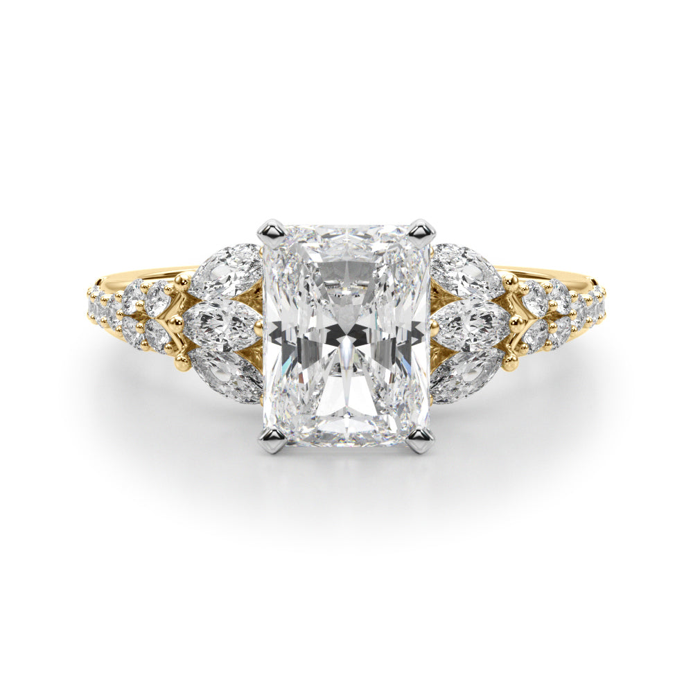 Noble Sidestone Round Diamond Engagement Ring — 9K/18K Gold & Platinum