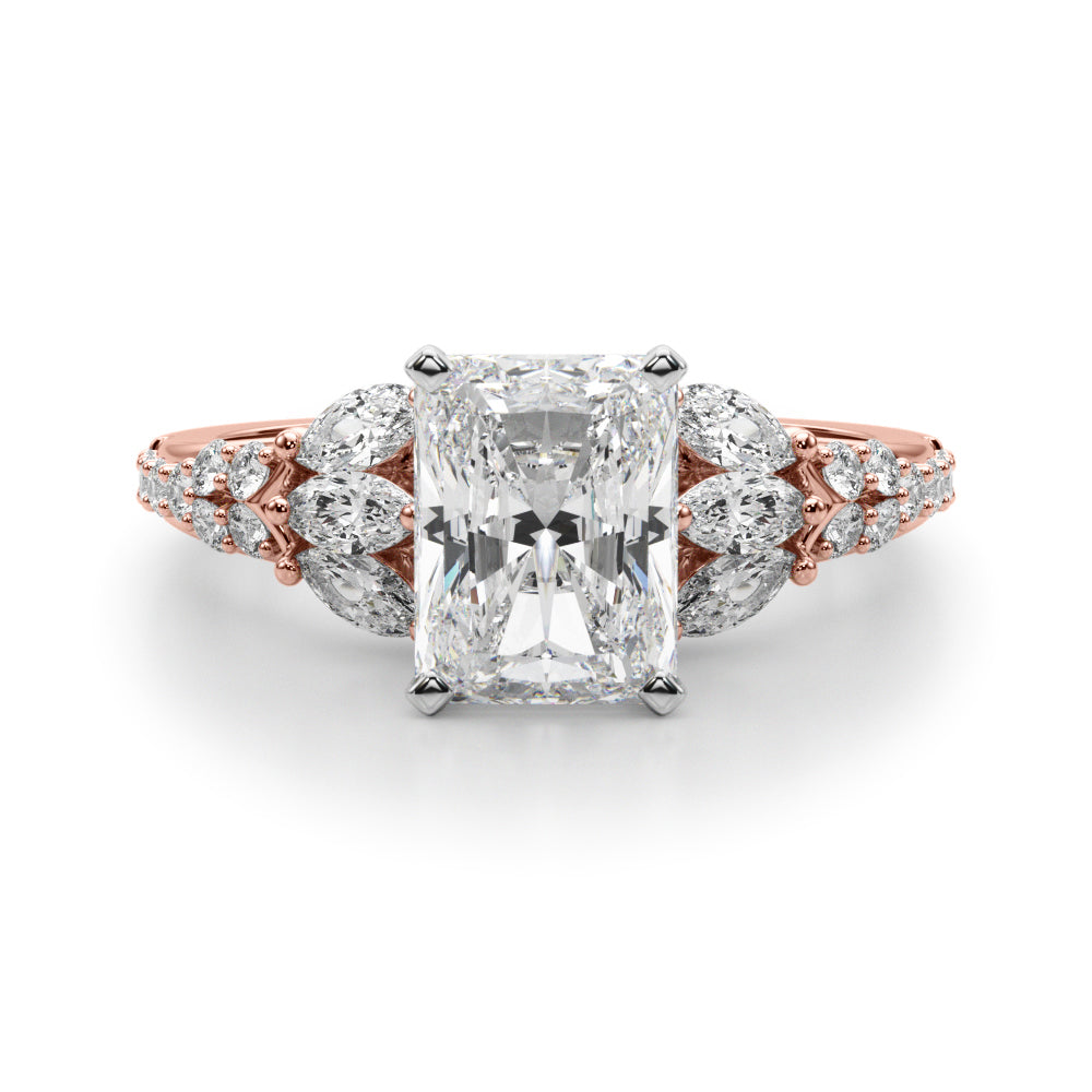 Noble Sidestone Round Diamond Engagement Ring — 9K/18K Gold & Platinum