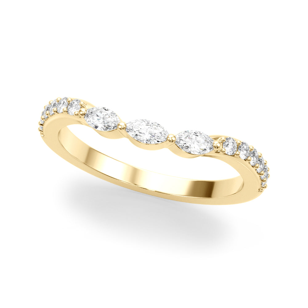 Refined Half Round Diamond Gold Look Half Eternity Ring in Gold & Platinum