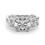 Regal Three-Stone Ring With Twisted Shank Round Diamond Engagement Ring — 9K/18K Gold & Platinum