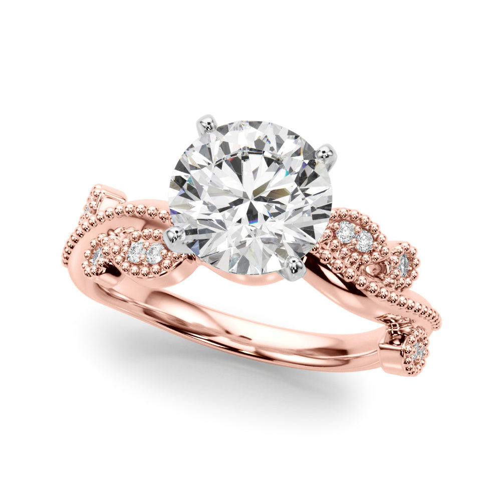Brilliant Sidestone Round Diamond Engagement Ring — 9K/18K Gold & Platinum