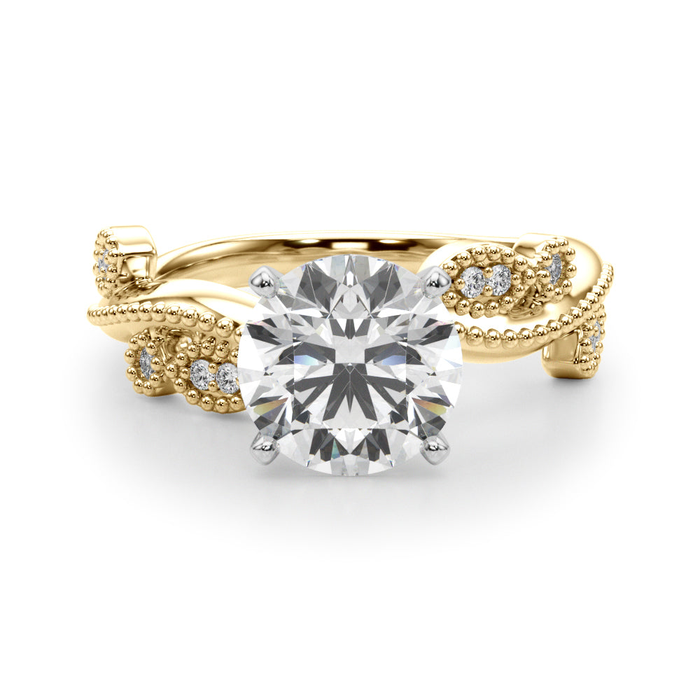 Brilliant Sidestone Round Diamond Engagement Ring — 9K/18K Gold & Platinum