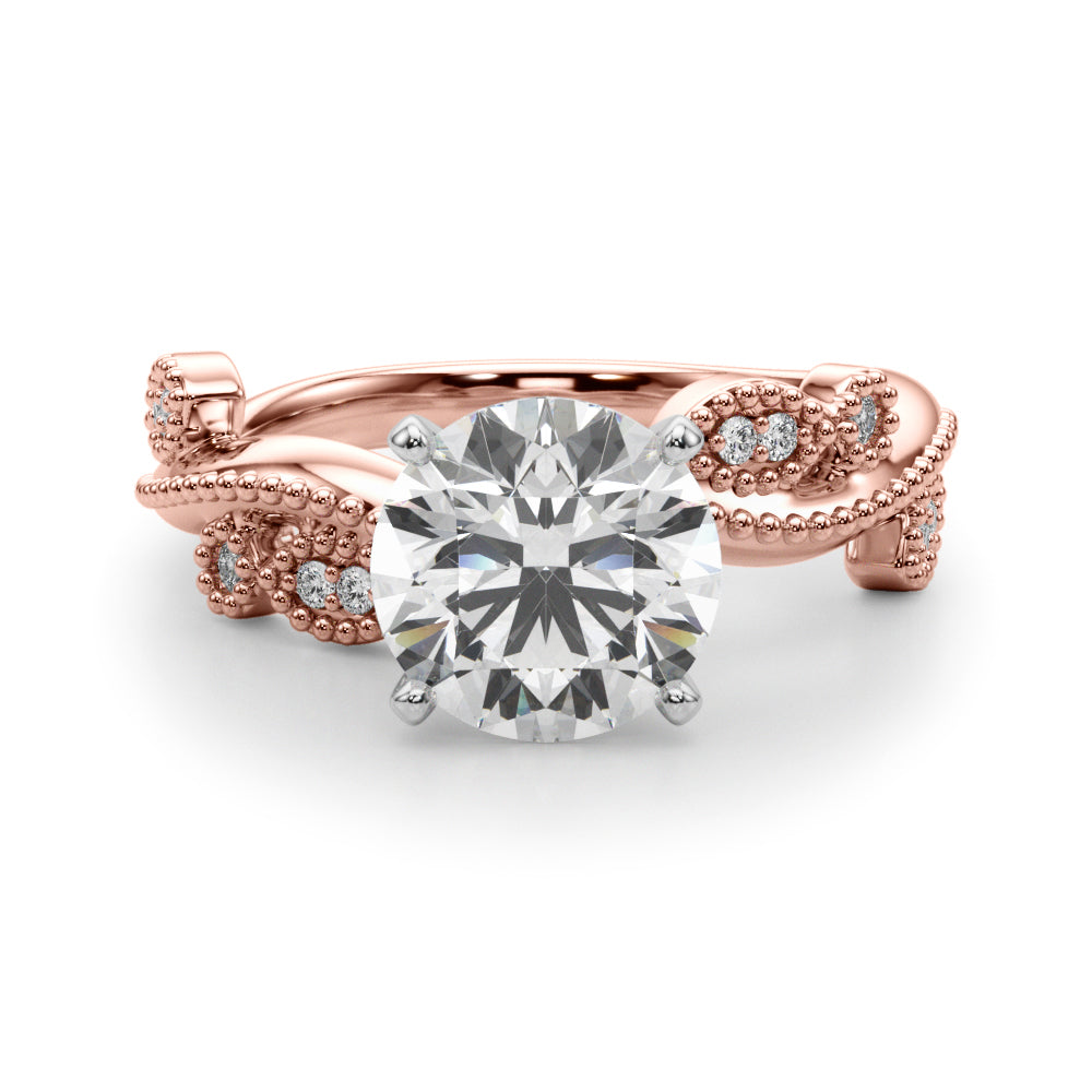 Brilliant Sidestone Round Diamond Engagement Ring — 9K/18K Gold & Platinum