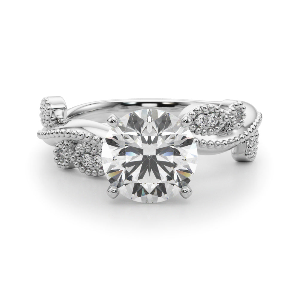 Brilliant Sidestone Round Diamond Engagement Ring — 9K/18K Gold & Platinum