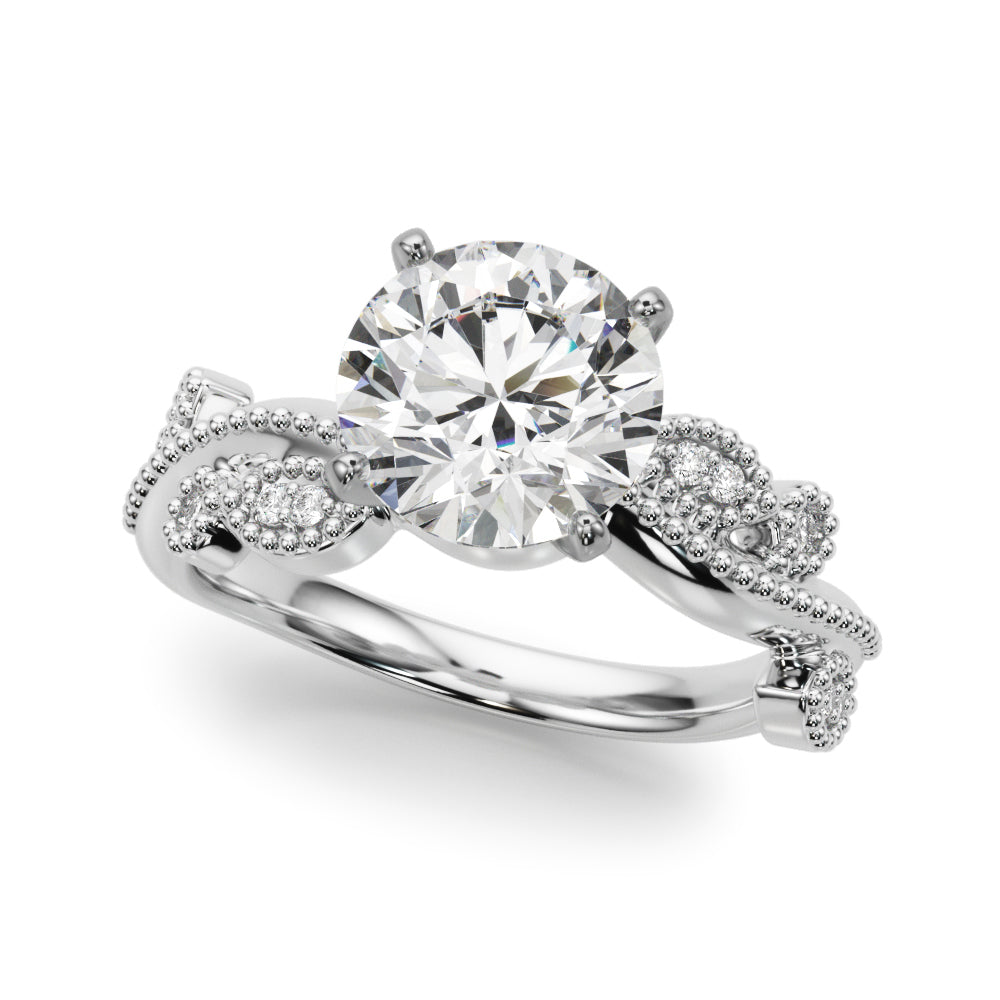Brilliant Sidestone Round Diamond Engagement Ring — 9K/18K Gold & Platinum