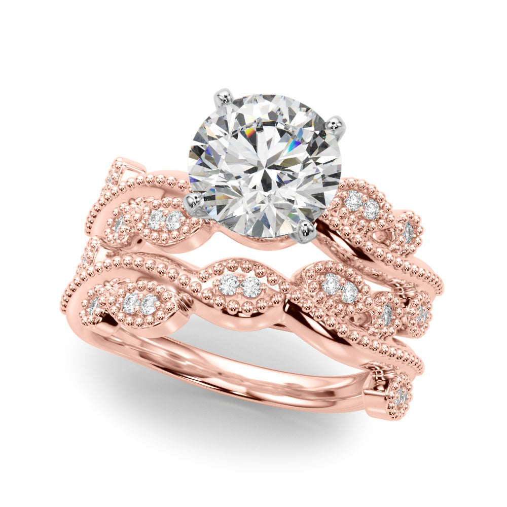Brilliant Sidestone Round Diamond Engagement Ring — 9K/18K Gold & Platinum