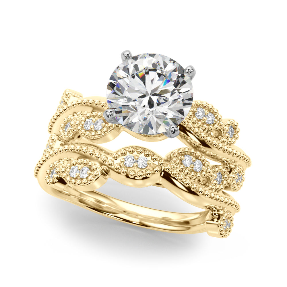 Brilliant Sidestone Round Diamond Engagement Ring — 9K/18K Gold & Platinum
