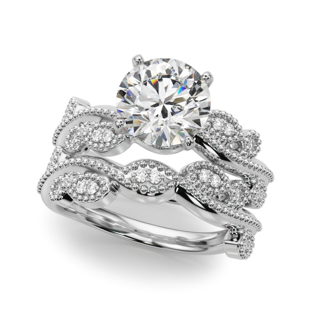 Brilliant Sidestone Round Diamond Engagement Ring — 9K/18K Gold & Platinum
