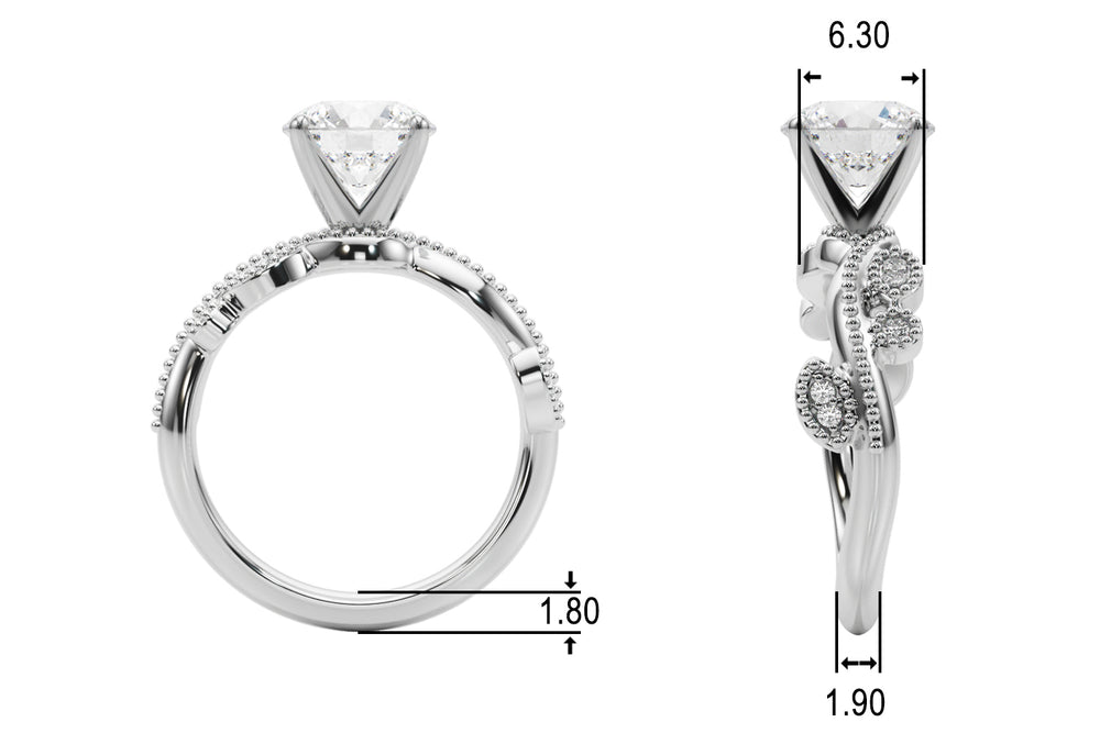Brilliant Sidestone Round Diamond Engagement Ring — 9K/18K Gold & Platinum